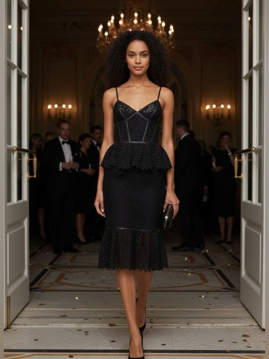 Prabal Gurung Dresses & Skirts - New Prabal Gurung Lace Leather-Trimmed Silk Midi Dress Evening Special Event